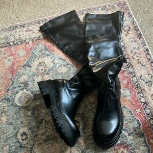 Black Over the Knee Combat Boots
